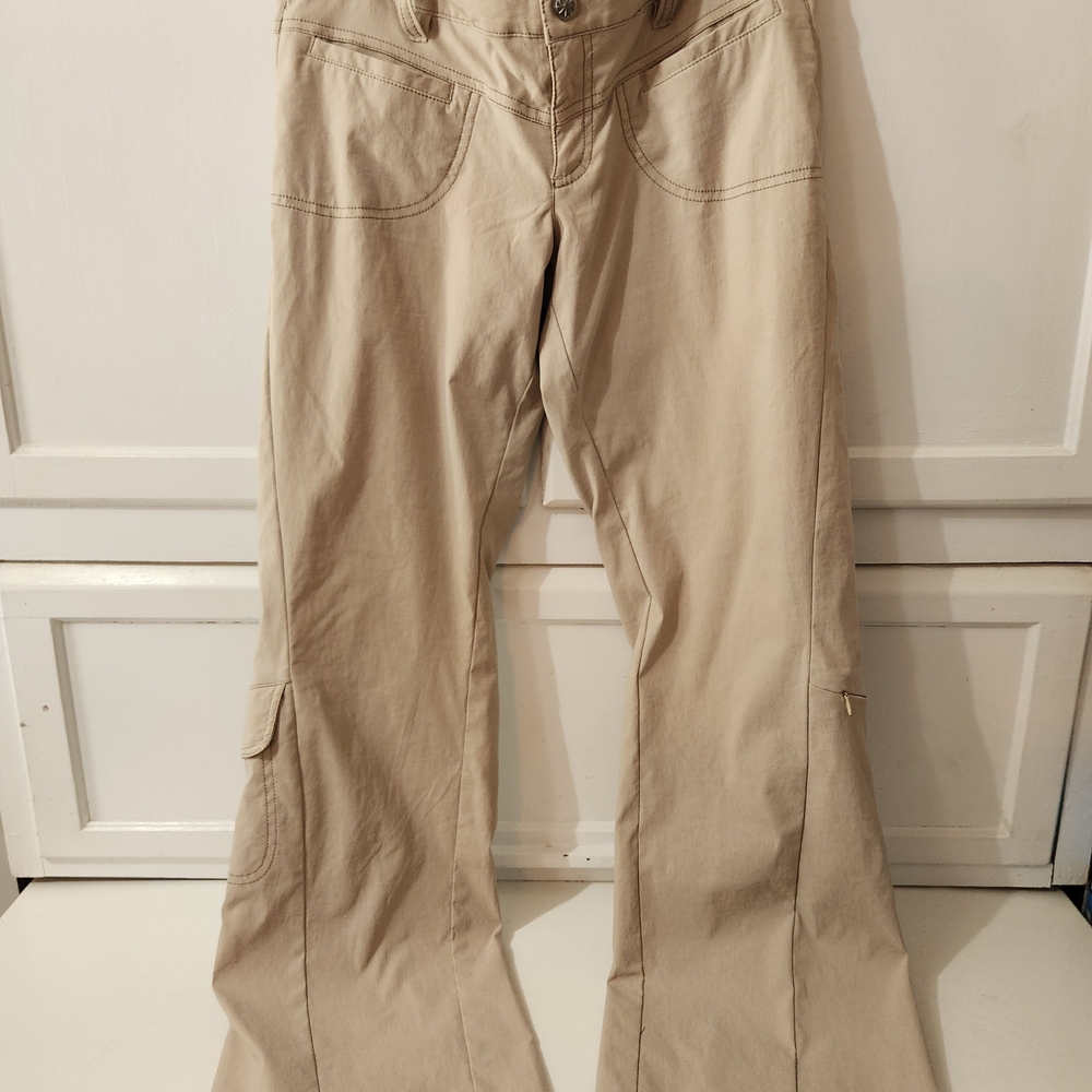 Athleta Beige Wide Leg Nylon Athletic Pants